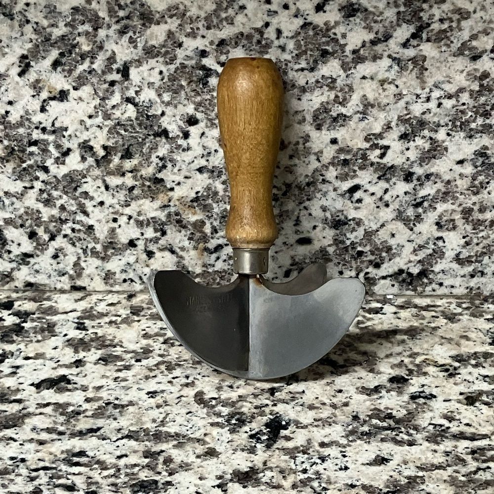 Vintage Wooden Stainless Steal Crossblade Pastry Cutter Nut Chopper